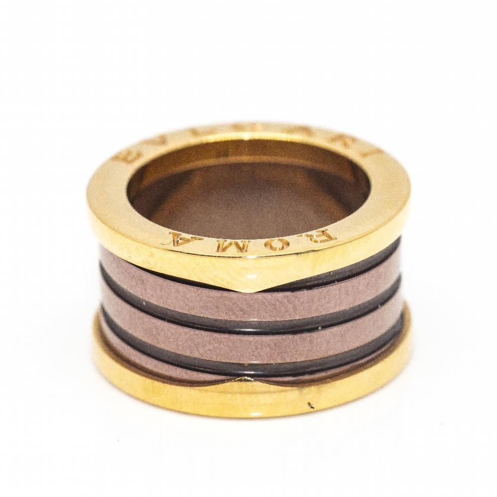 Original BVLGARI Ring, Collection B.ZERO 1 Bronze Ceramic (4 Stripes) in Rose Gold for woman (with original box and unworn)  Size 10 this ring can not be resized  18 kt. Rose Gold  9,70 grams  Brand new item  Ref.D361996SO