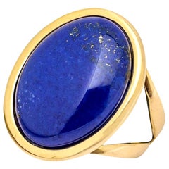 Ring Cabochon Lapis-Lazuli Mounted on a Yellow Gold