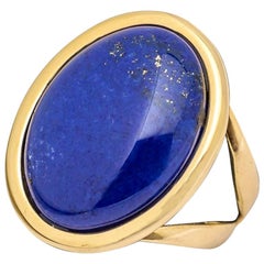 Ring Cabochon Lapis-Lazuli Mounted on a Yellow Gold