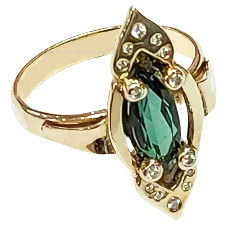 [Specs below text]

Ring Cairo - Tourmaline Diamond

Inspired by the gates and passages of Egypt's finest mosques but this ring also fits perfectly into the Western classical idiom. That intense dark green of the tourmaline sucks your attention to