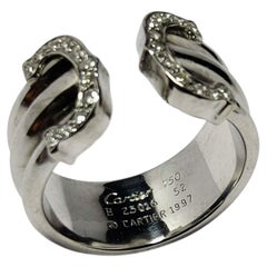 Ring Cartier Double C 1997s White Gold 18 Karat and Diamond Brilliant Cut