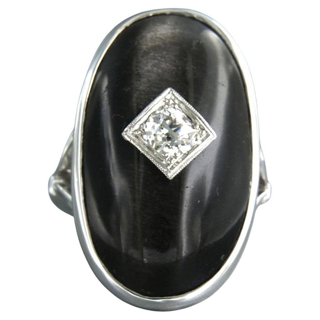 Bague Œil de chat avec diamant taille ancienne jusqu'à 0,50 ct Or 14k 9,9 grammes en vente