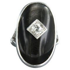 Bague Œil de chat avec diamant taille ancienne jusqu'à 0,50 ct Or 14k 9,9 grammes