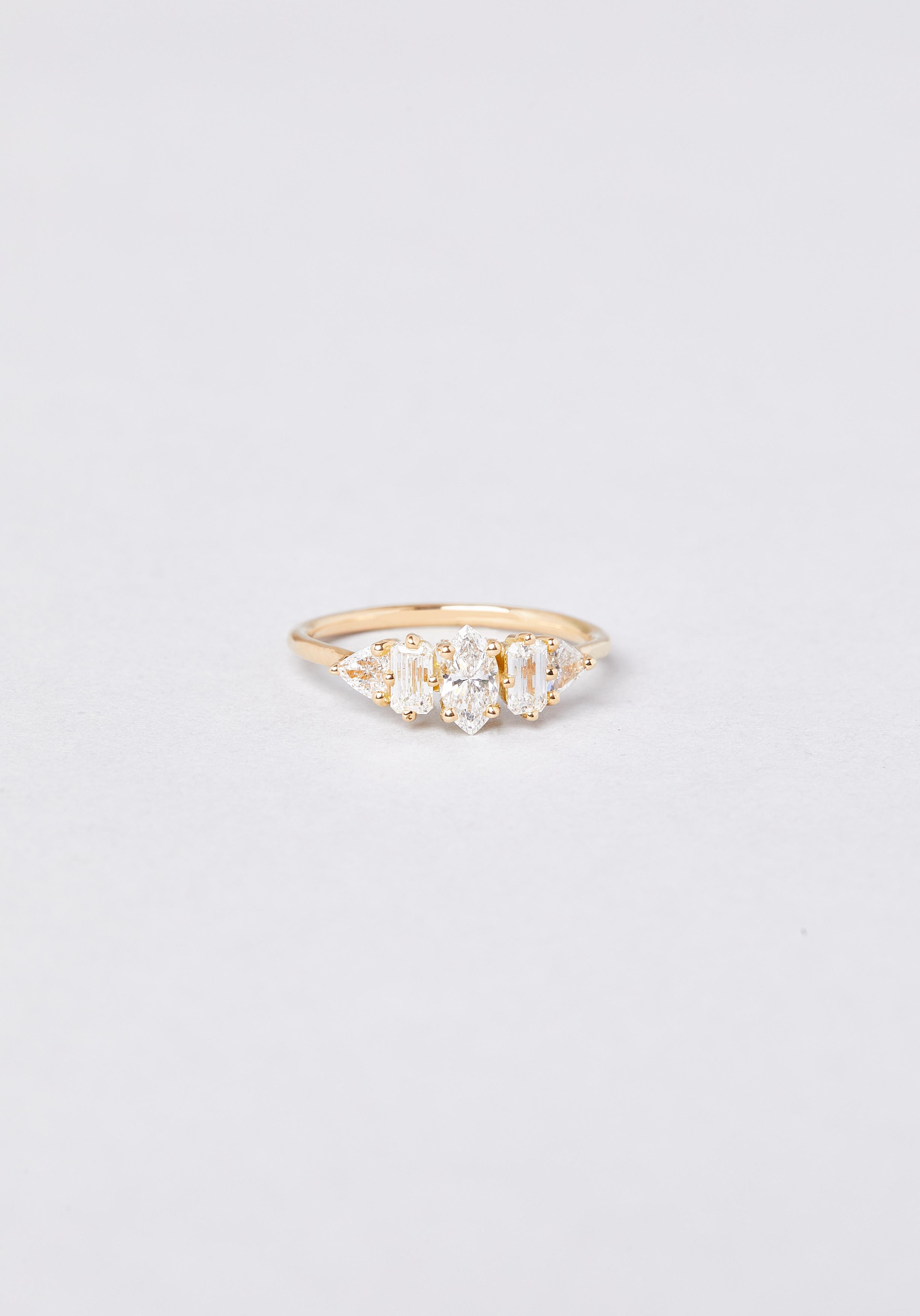 Marquise Cut Ring Céleste in 18k gold with diamonds For Sale