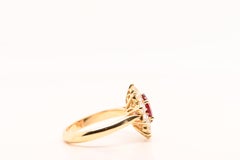 Certified 1.96 Carats Natural Ruby Diamonds Yellow Gold 18 Carats Cocktail Ring