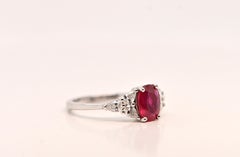 Ring Certified Ruby "Pigeon Blood" White Gold 18 carats, Diamonds