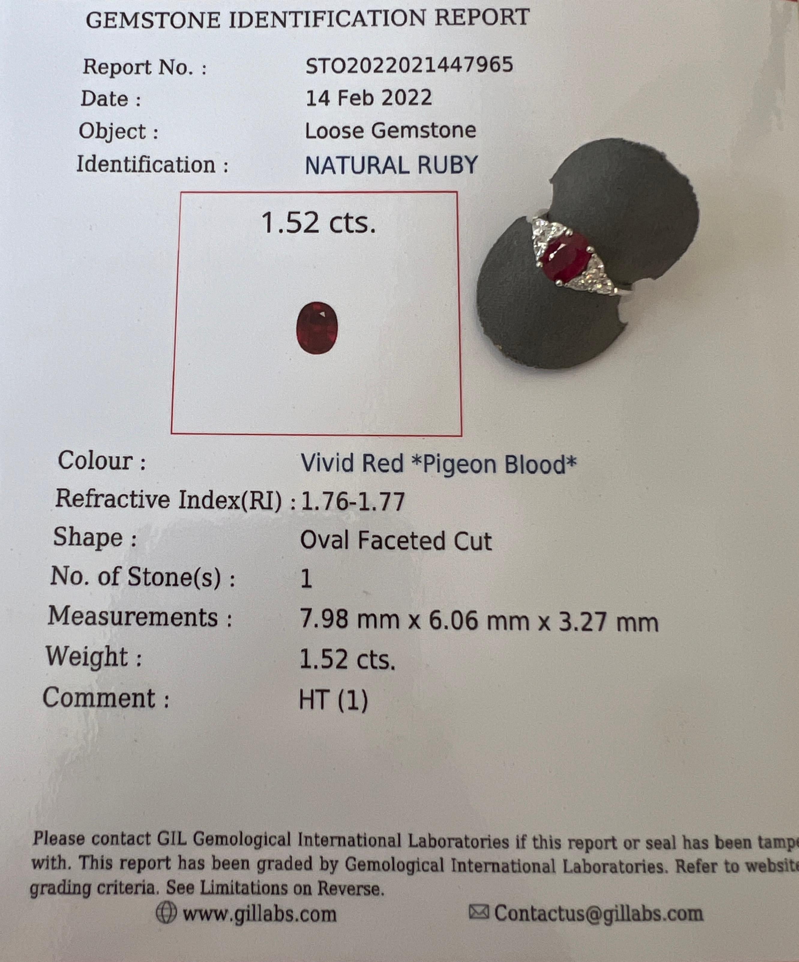 Oval Cut Ring Certified Ruby 