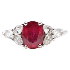 Ring Certified Ruby "Pigeon Blood" White Gold 18 carats, Diamonds