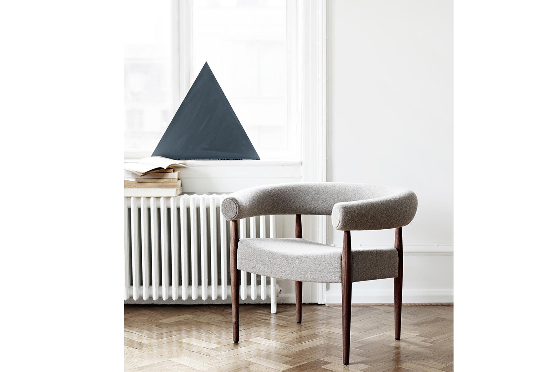 Mid-Century Modern Ring Chair, Nanna and Jorgen Ditzel, Fabric, Oiled Walnut