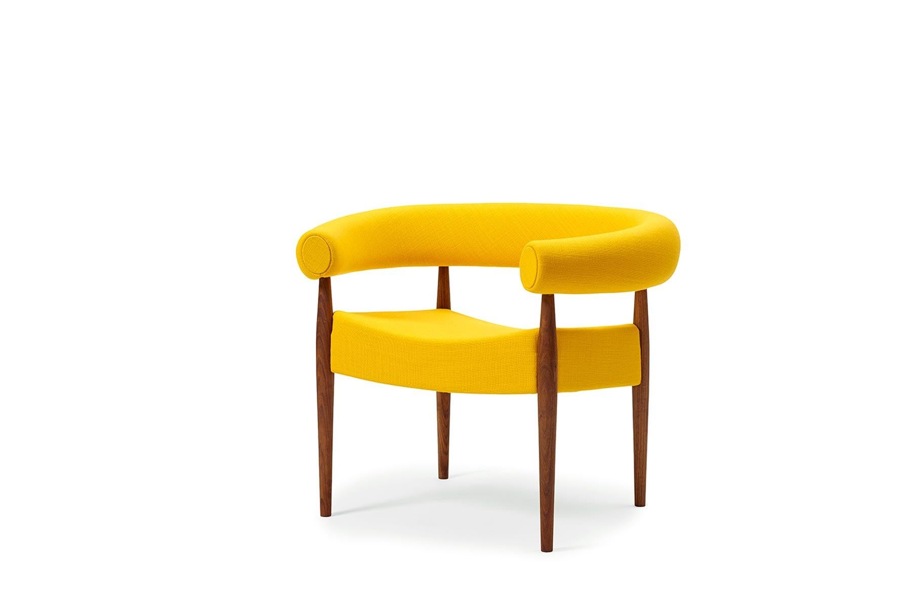 Danish Ring Chair, Nanna and Jorgen Ditzel, Fabric, Oiled Walnut