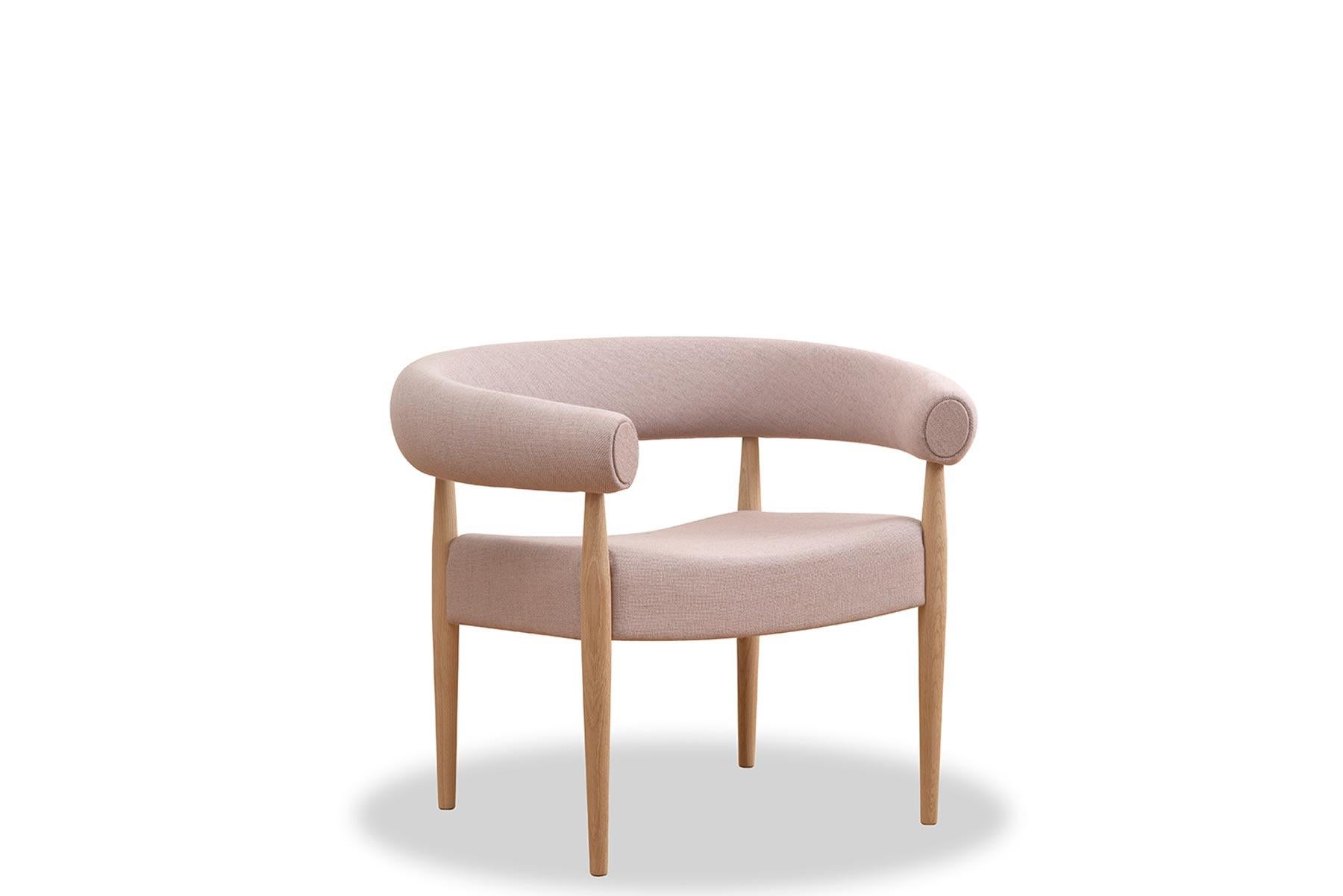 Mid-Century Modern Ring Chair, Nanna & Jorgen Ditzel, Fabric, Soaped Oak For Sale