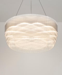 Lampadario ad anello 1000mm / 39,25" in cromo lucido e vetro trasparente di Tom Kirk