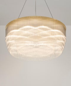 Ring Chandelier 750mm / 29.5" in Brushed Brass with Tapered Glass Profile
