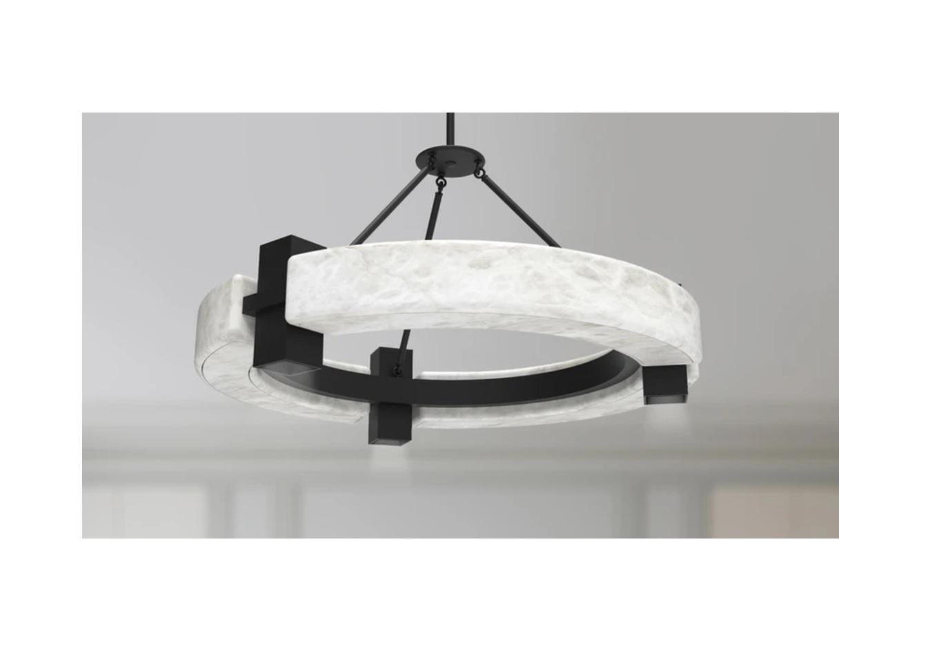 Lampadario di lusso contemporaneo ad anello in alabastro rotondo di Michel Amar
Dimensioni: Ø 110 x H. 54 cm. 
Materiali: Alabastro e metallo.

Disponibile in due diversi diametri: 100 cm e 110 cm. I prezzi possono variare. Tutte le nostre lampade