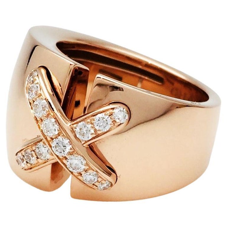 Ring Chaumet "Liens" XL Double Large Model Diamonds 18K Pink Gold at 1stDibs