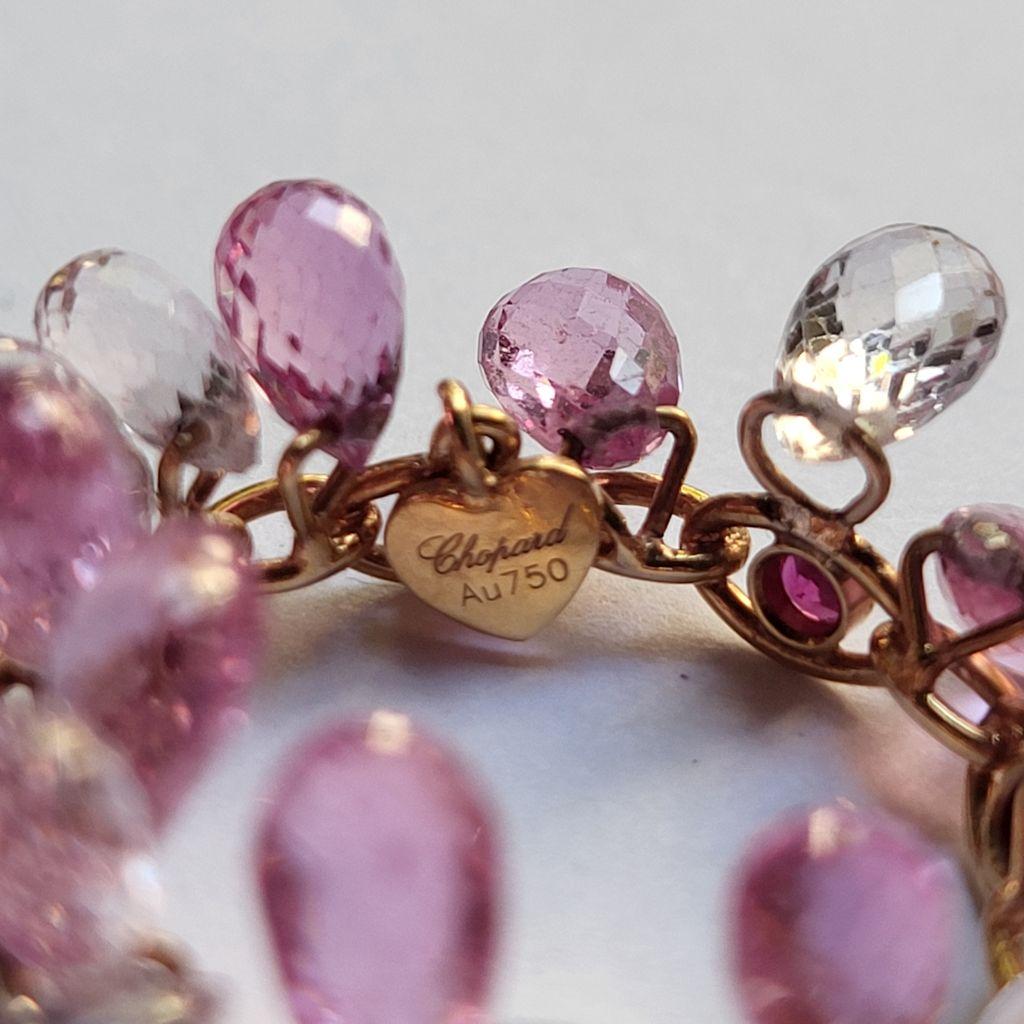 Modern Ring Chopard Rose Gold Pink and White Saphires Rubellites For Sale