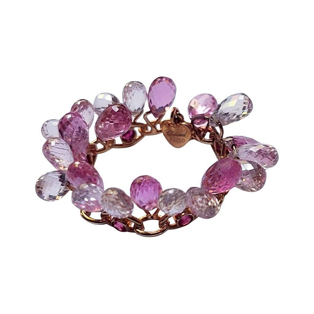 Women's Ring Chopard Rose Gold Pink and White Saphires Rubellites For Sale