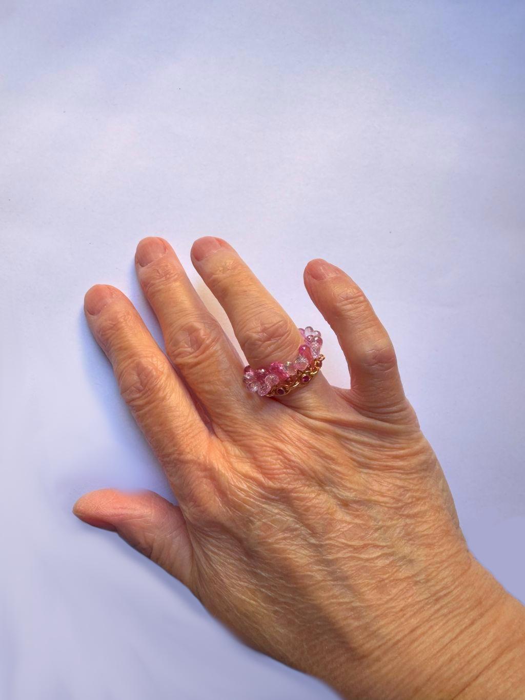 Ring Chopard Rose Gold Pink and White Saphires Rubellites For Sale 2