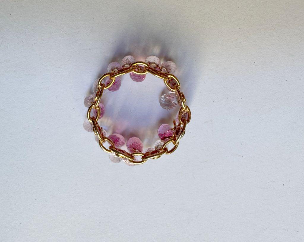 Ring Chopard Rose Gold Pink and White Saphires Rubellites For Sale 3