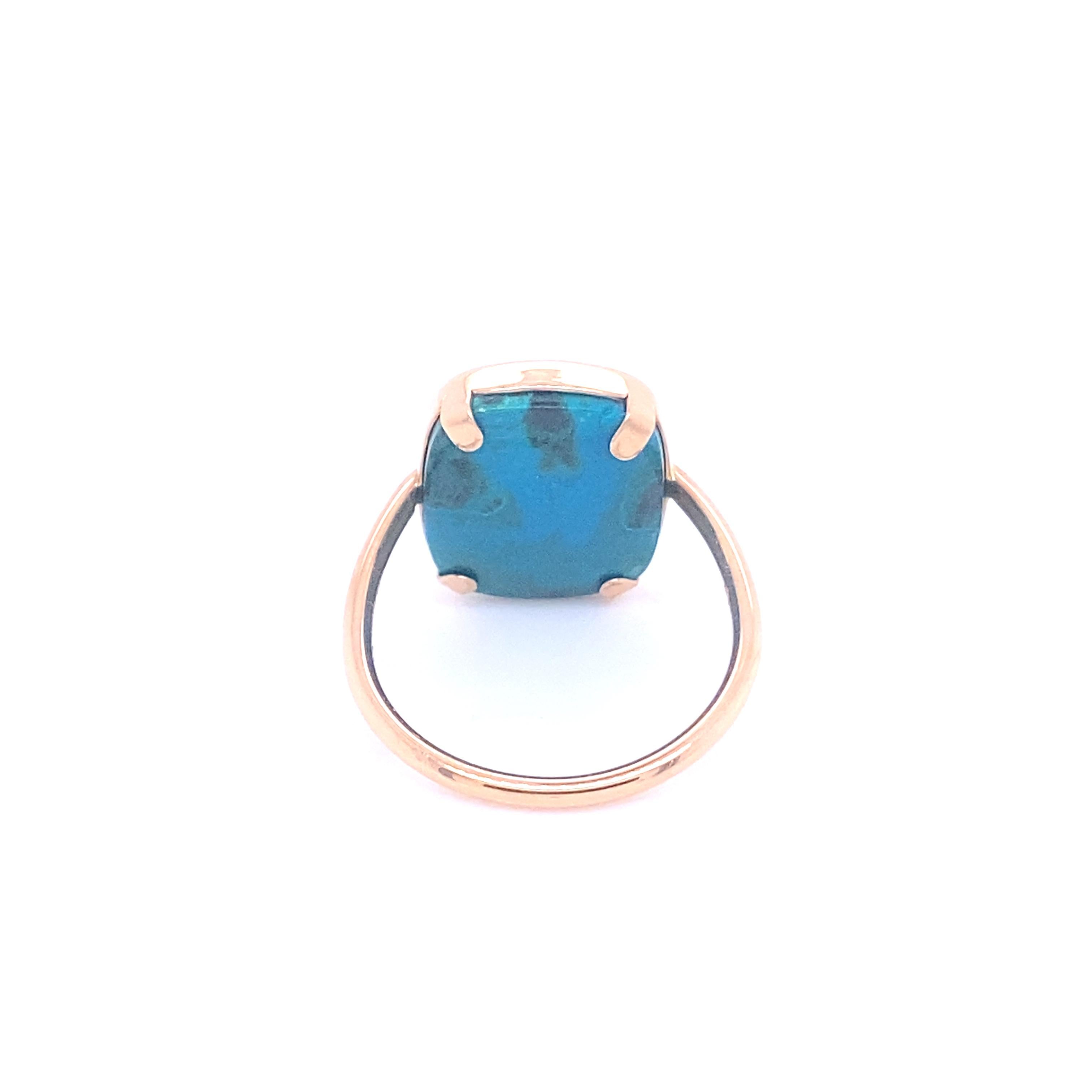 Ring Chrysocolla Rose Gold In New Condition For Sale In Vannes, FR