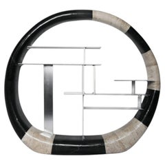 Estantería Circular Anillo en Mármol Negro, Travertino y Aluminio by Panorammma