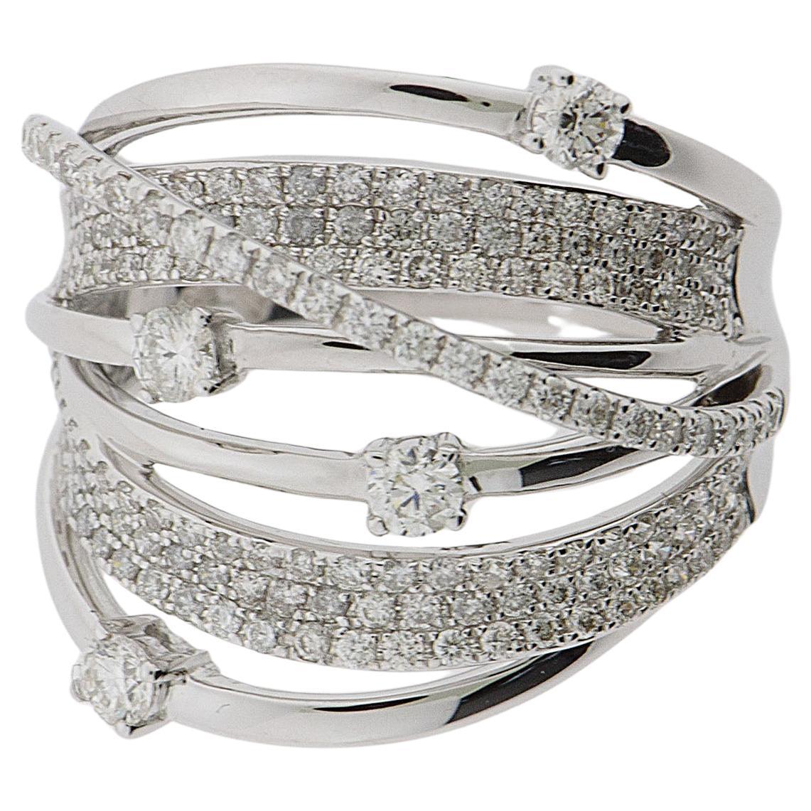 Ring: Cocktailring 0.69 carat Diamonds Brilliant Cut 18k White Gold