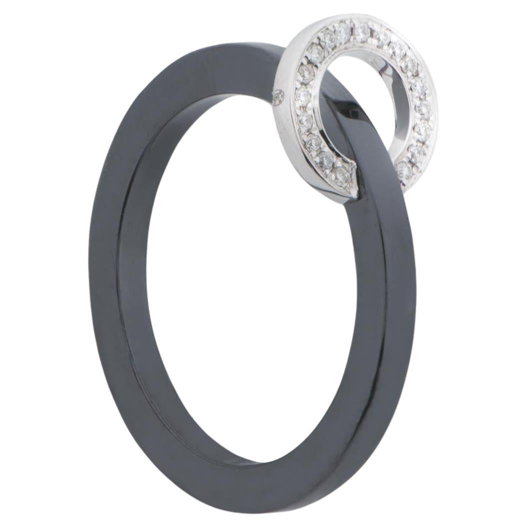 Ring: Cocktailring Black Ceramic 0.12 ct. Diamonds Brilliant Cut 18K White Gold