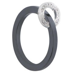 Ring: Cocktailring Black Ceramic 0.12 ct. Diamonds Brilliant Cut 18K White Gold