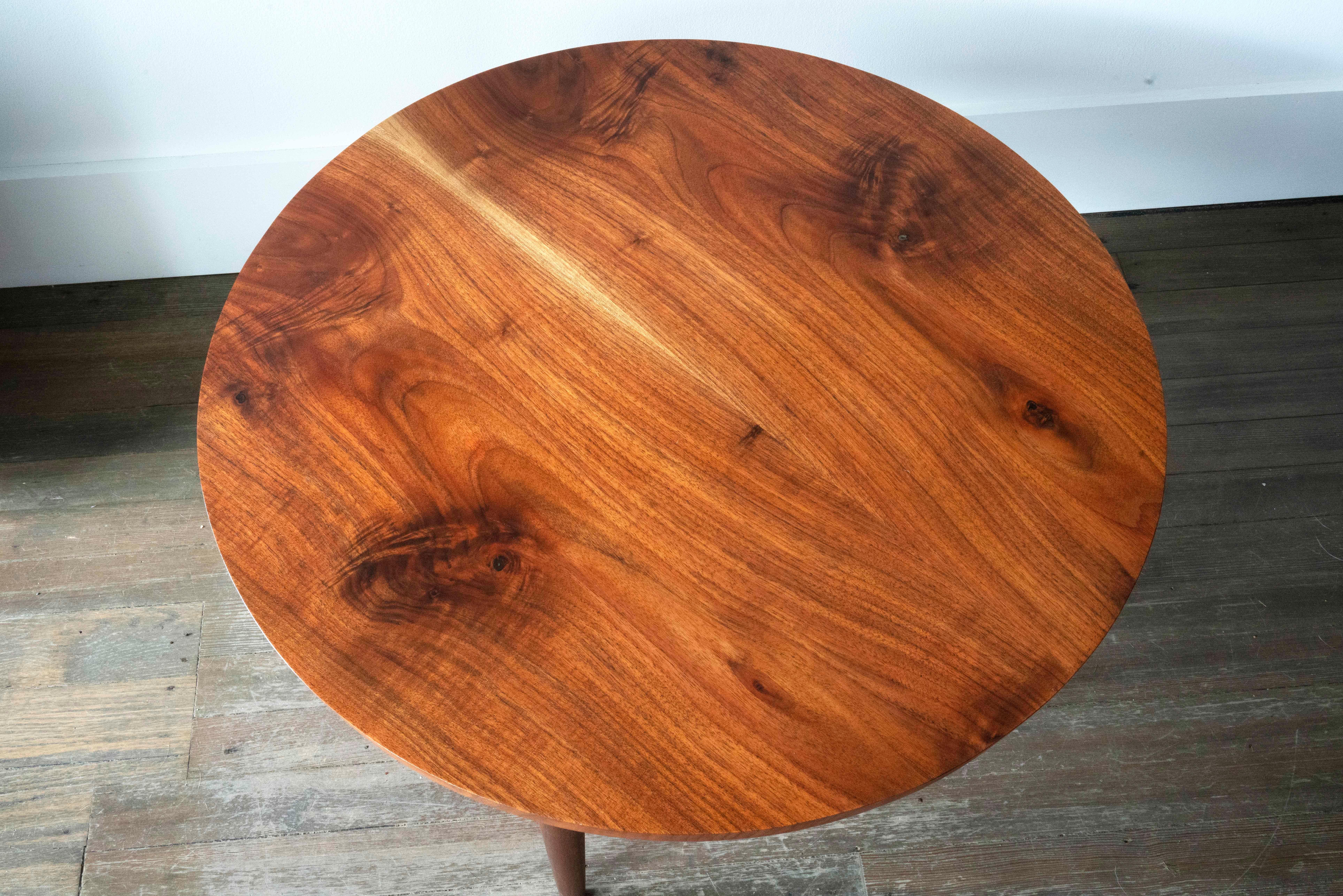 Ring Coffee Table in Bookmatched Walnut and Copper with Hand-Turned Legs In New Condition In Gallatin, NY