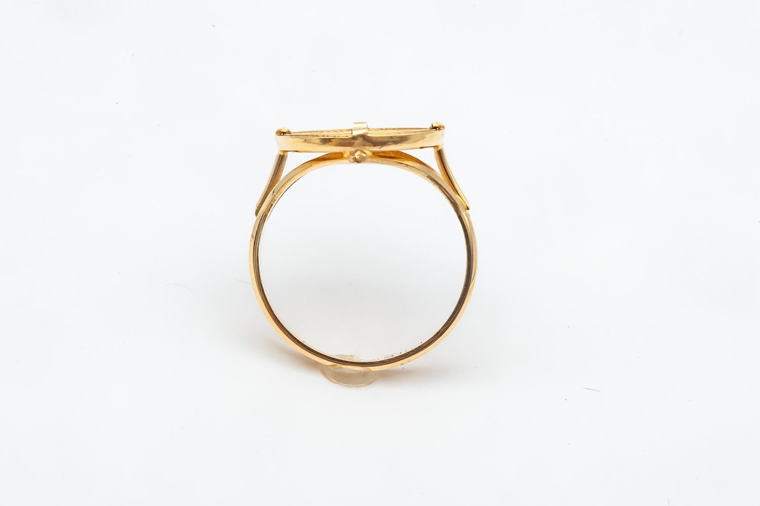 Ring Coins 2 Pesos Estados Unidos Mexicana Yellow Gold 18 Karat For Sale 1