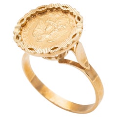 Ring Coins 2 Pesos United States Mexicana Yellow Gold 24 Carats