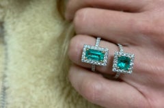 Ring Colombian Square Emerald Extra Quality & Diamonds
