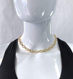 "Ring & Connector" Chain, 16.5" Long in Hammered 18K Gold with Oversized Clasp