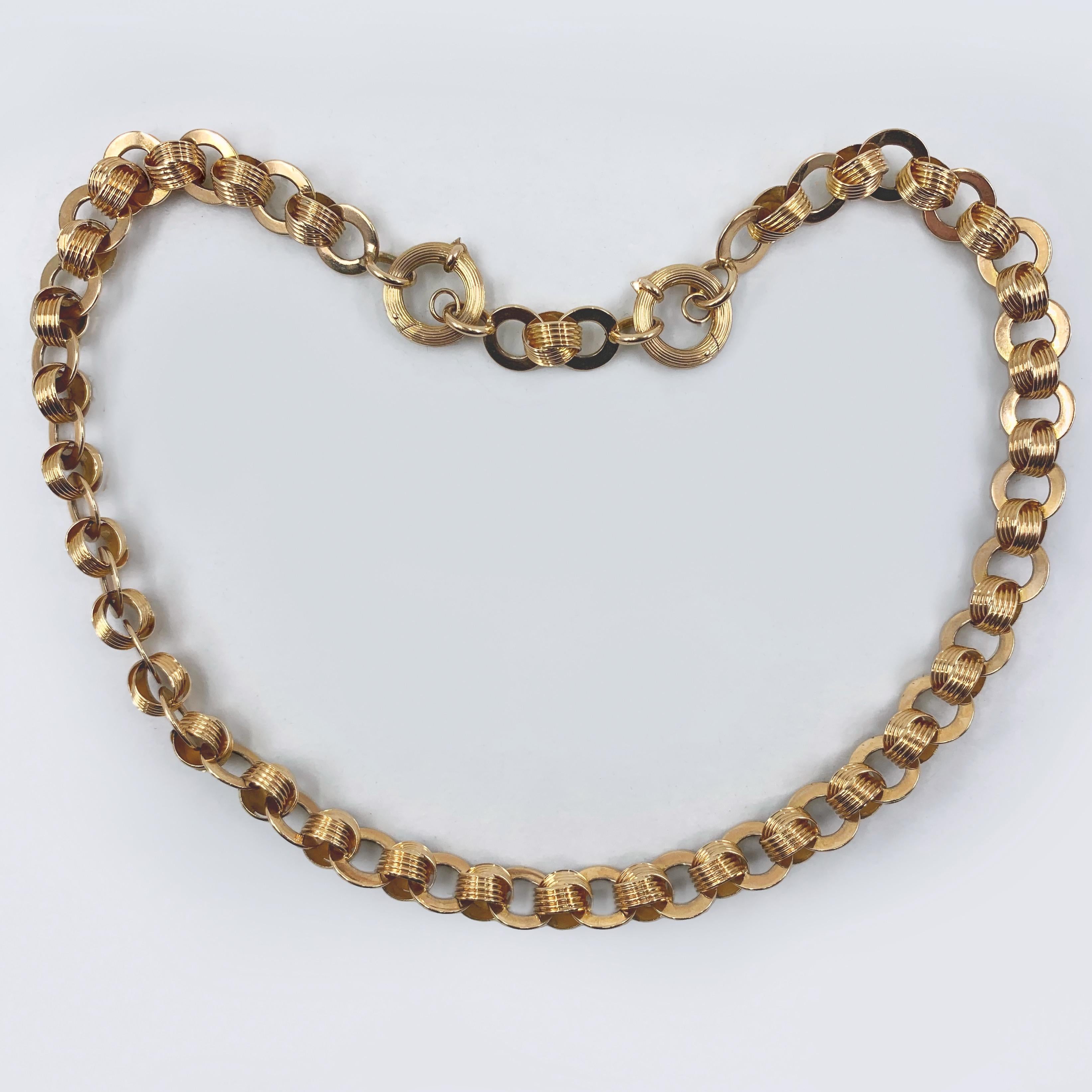 Art Deco Ring & Connector Chain in 18 Karat Gold with Detachable Extender Fob, circa 1920