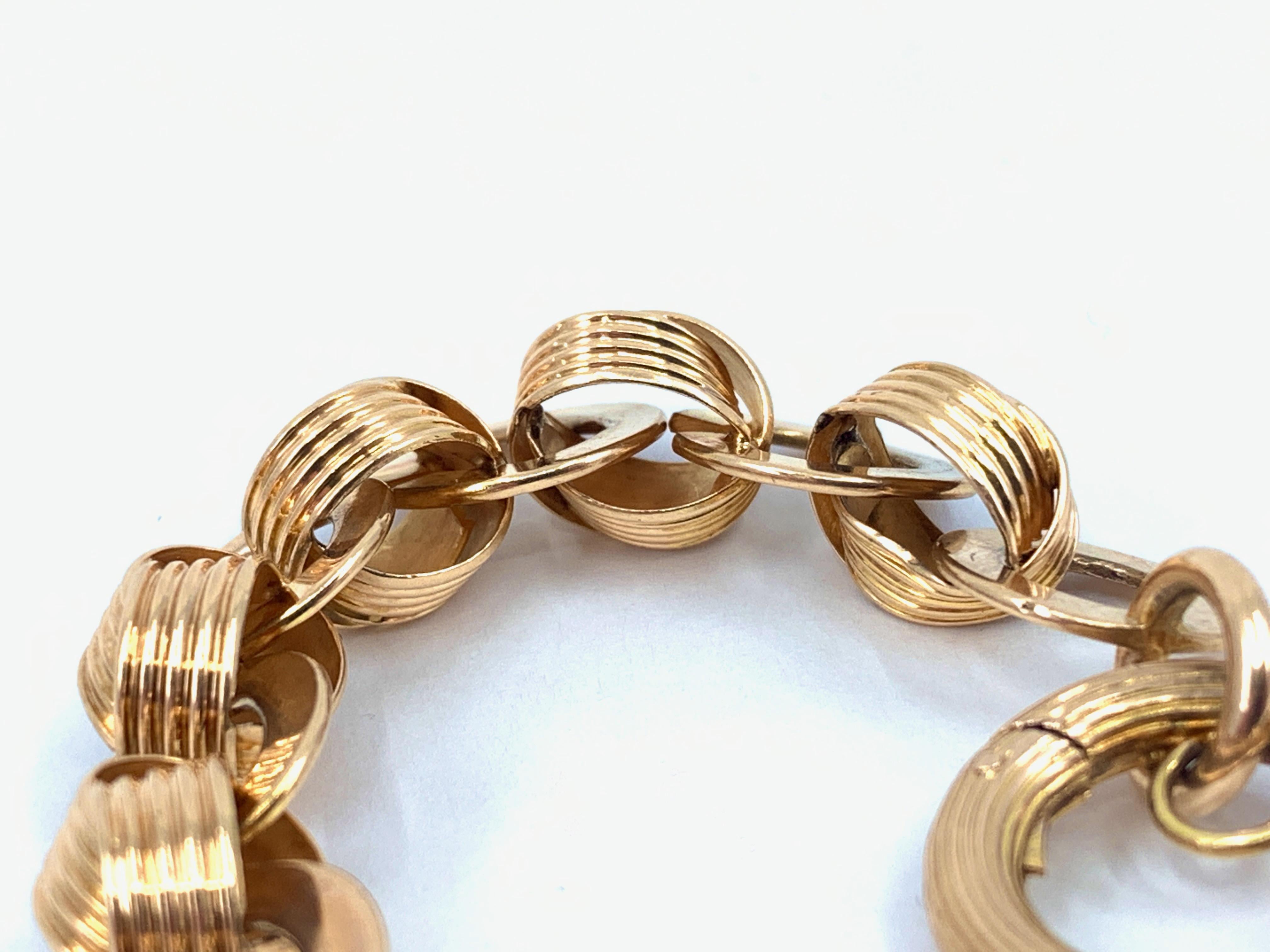 Women's or Men's Ring & Connector Chain in 18 Karat Gold with Detachable Extender Fob, circa 1920
