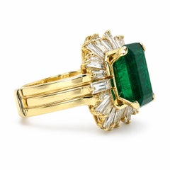 RING Convertible 18K Gold 5.60 Ct Emerald Solitaire & Sunburst Ring Jacket