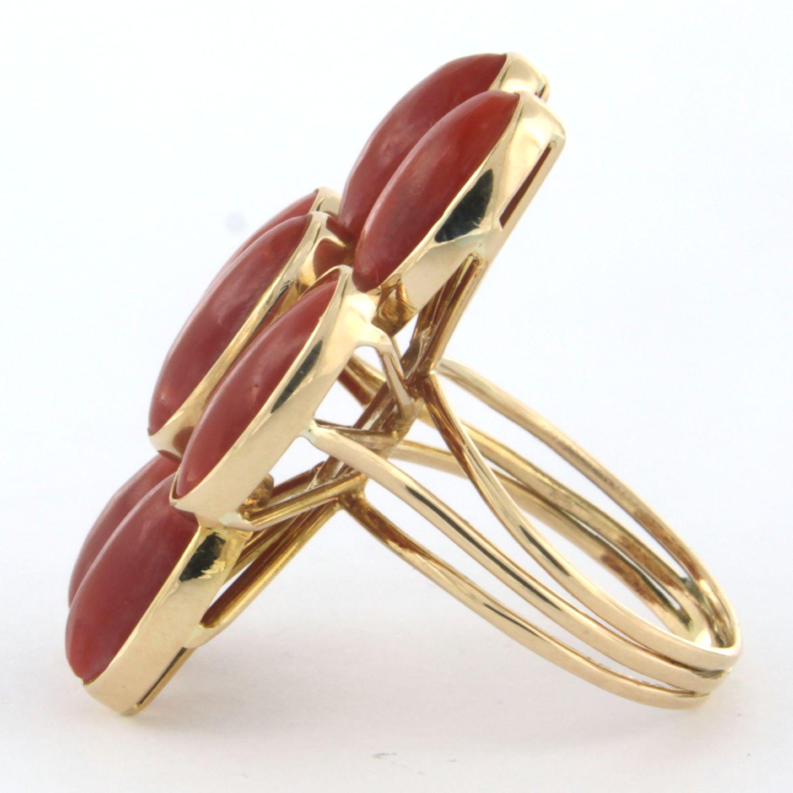 Ring coral 14k gold For Sale at 1stDibs
