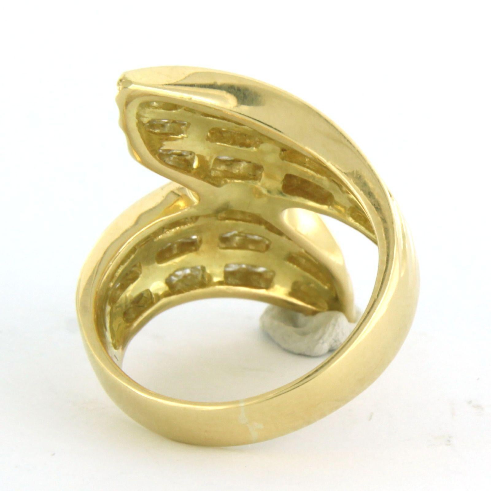 Ring Diamond in total 1.48ct 18k yellow gold In Good Condition For Sale In The Hague, ZH