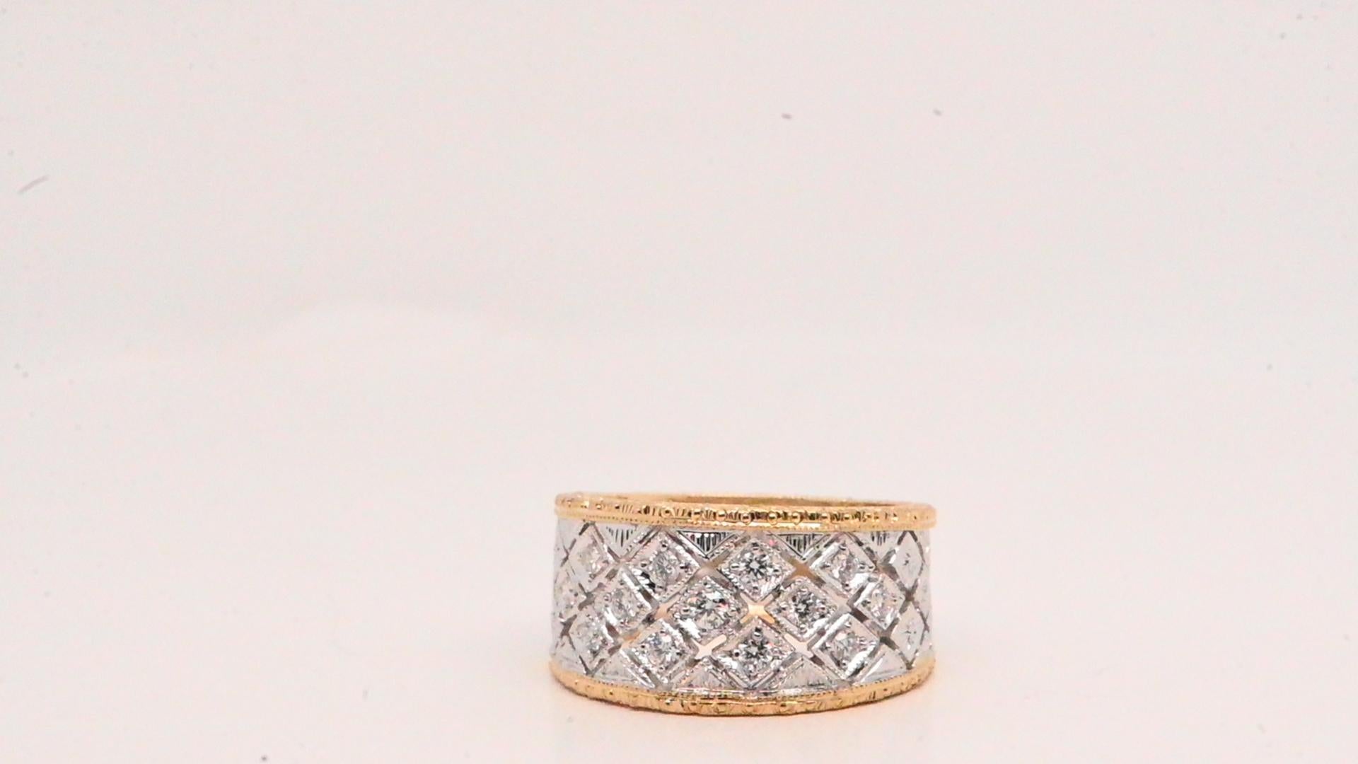 Anello Diamanti 0,340 Carati Oro bicolore 18 Carati in vendita 2