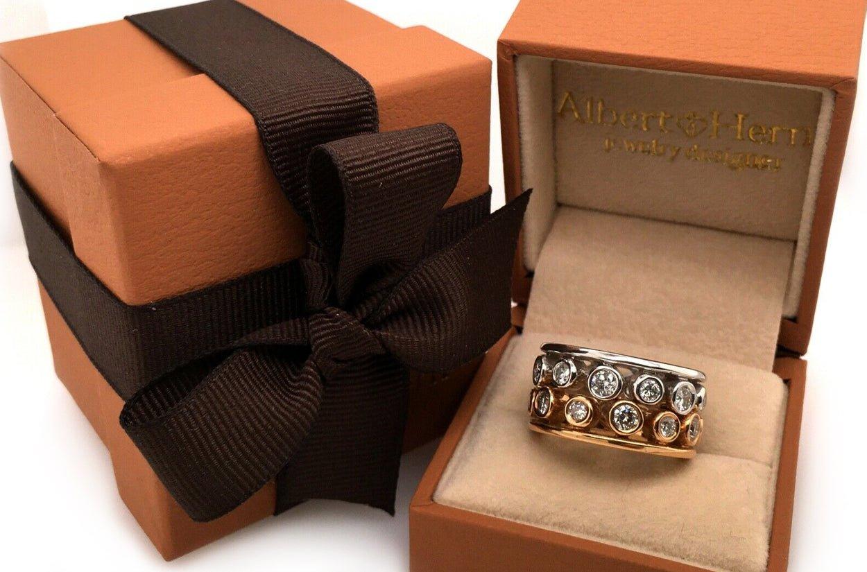 Round Cut Ring Diamonds Designer Rose & White Gold For Sale