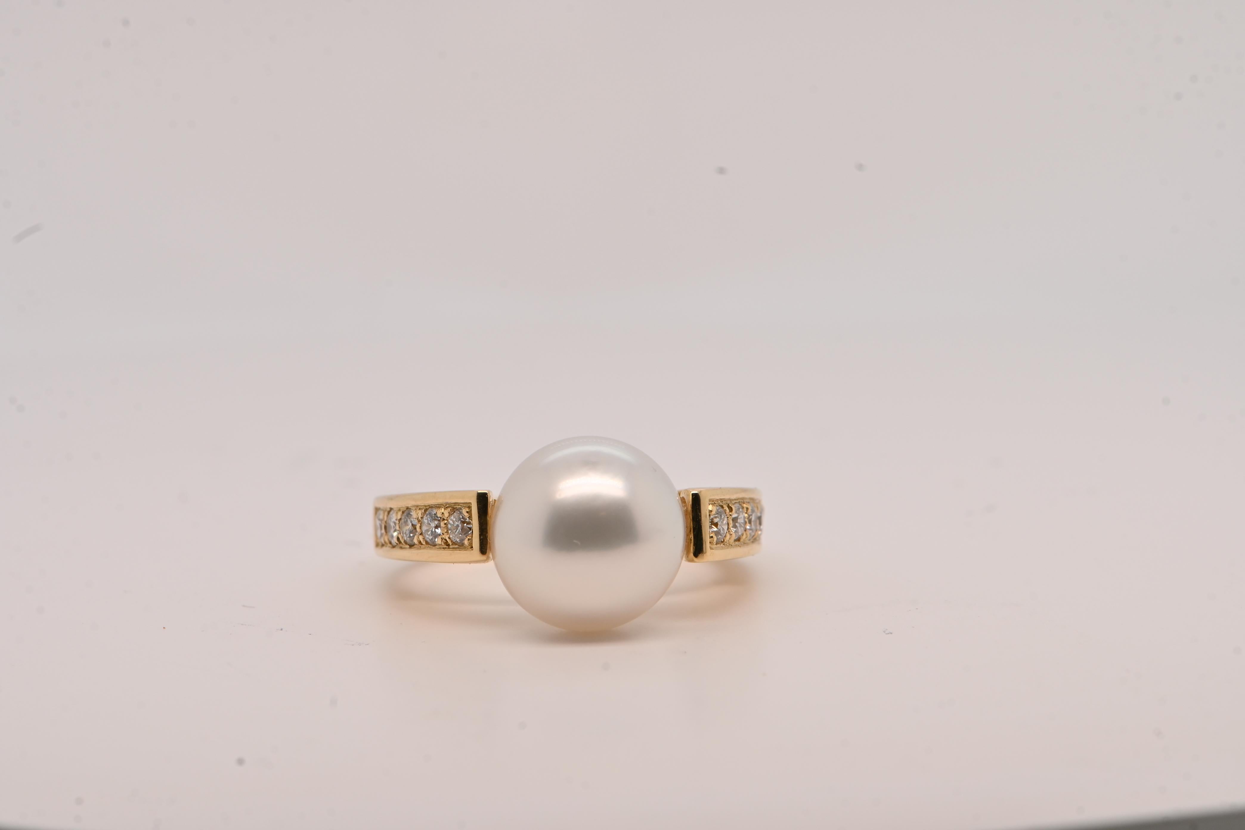 Anillo Diamantes Perla del Mar del Sur Oro Amarillo 18 Quilates en Nuevo estado para la venta en Vannes, FR