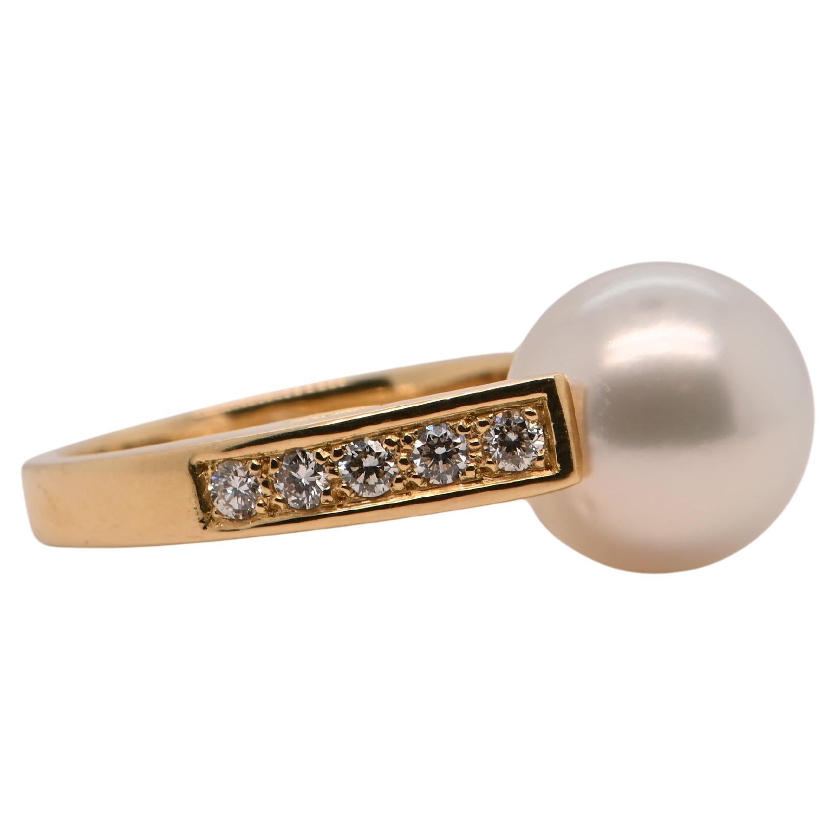 Anillo Diamantes Perla del Mar del Sur Oro Amarillo 18 Quilates en venta