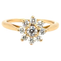 Ring  Diamonds Yellow Gold 18 Carats Flower Shape Or Pompadour Model