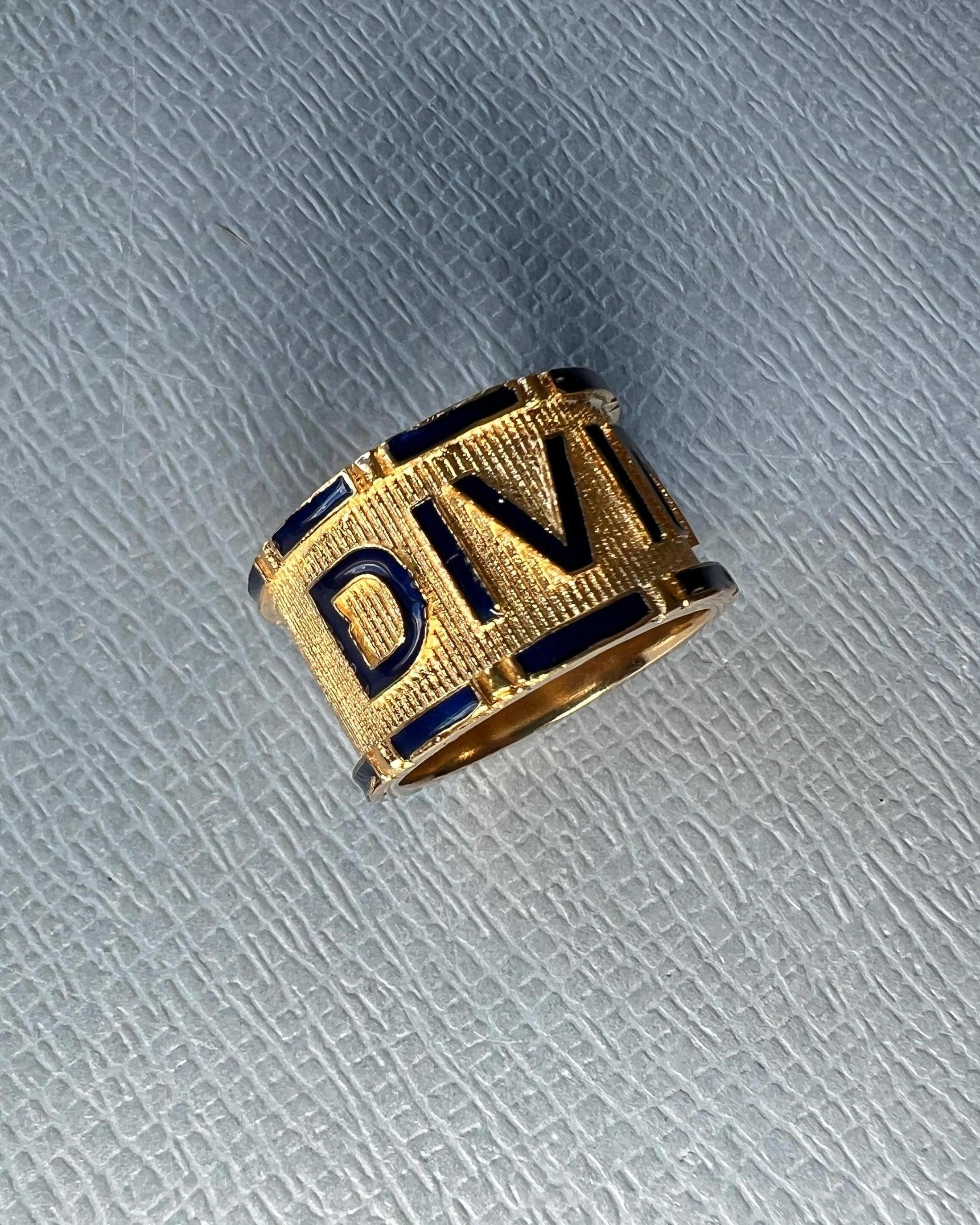 Signet Style Ring Spiritual Enamel Divine In New Condition For Sale In Los Angeles, CA