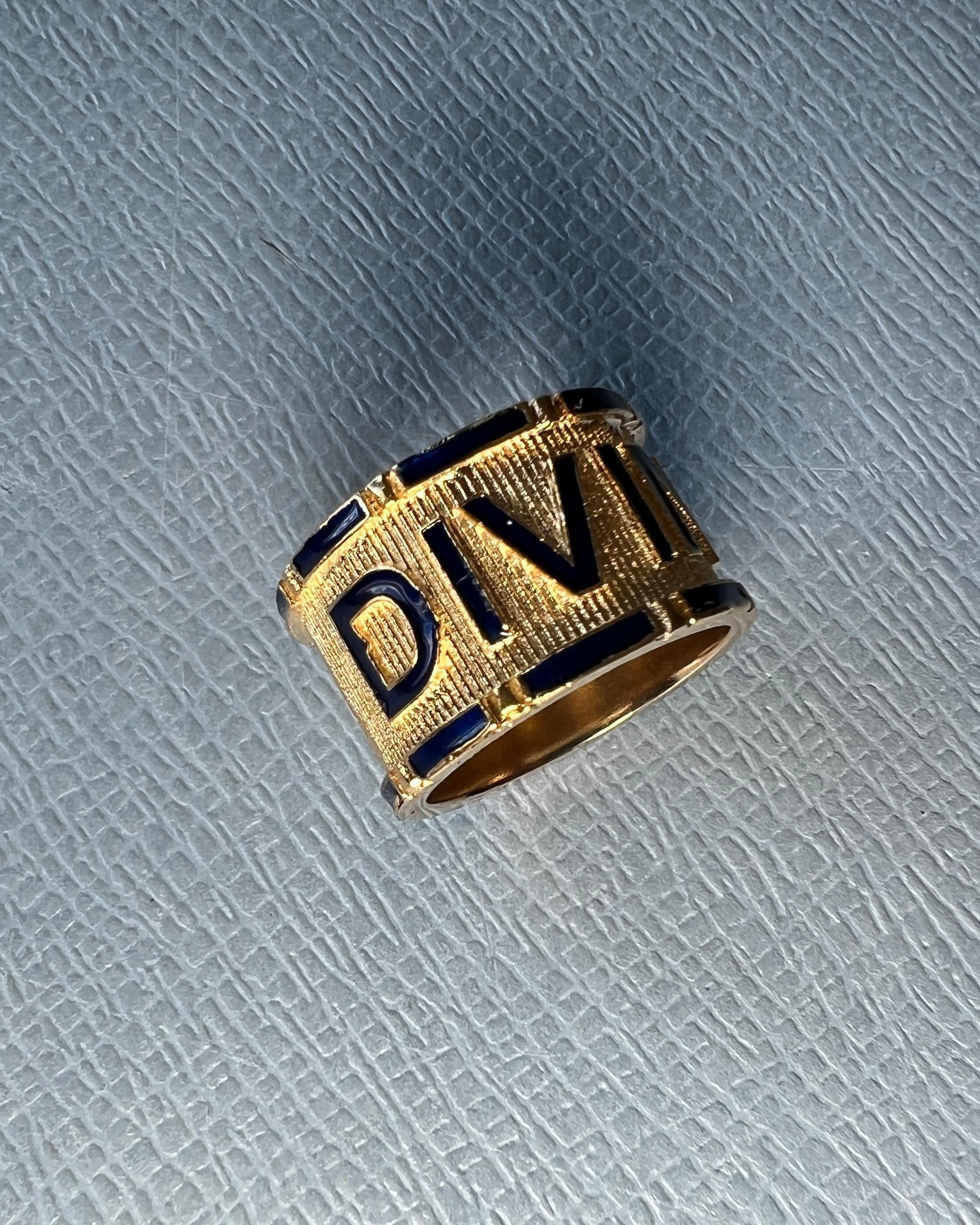 Women's Signet Style Ring Spiritual Enamel Divine For Sale