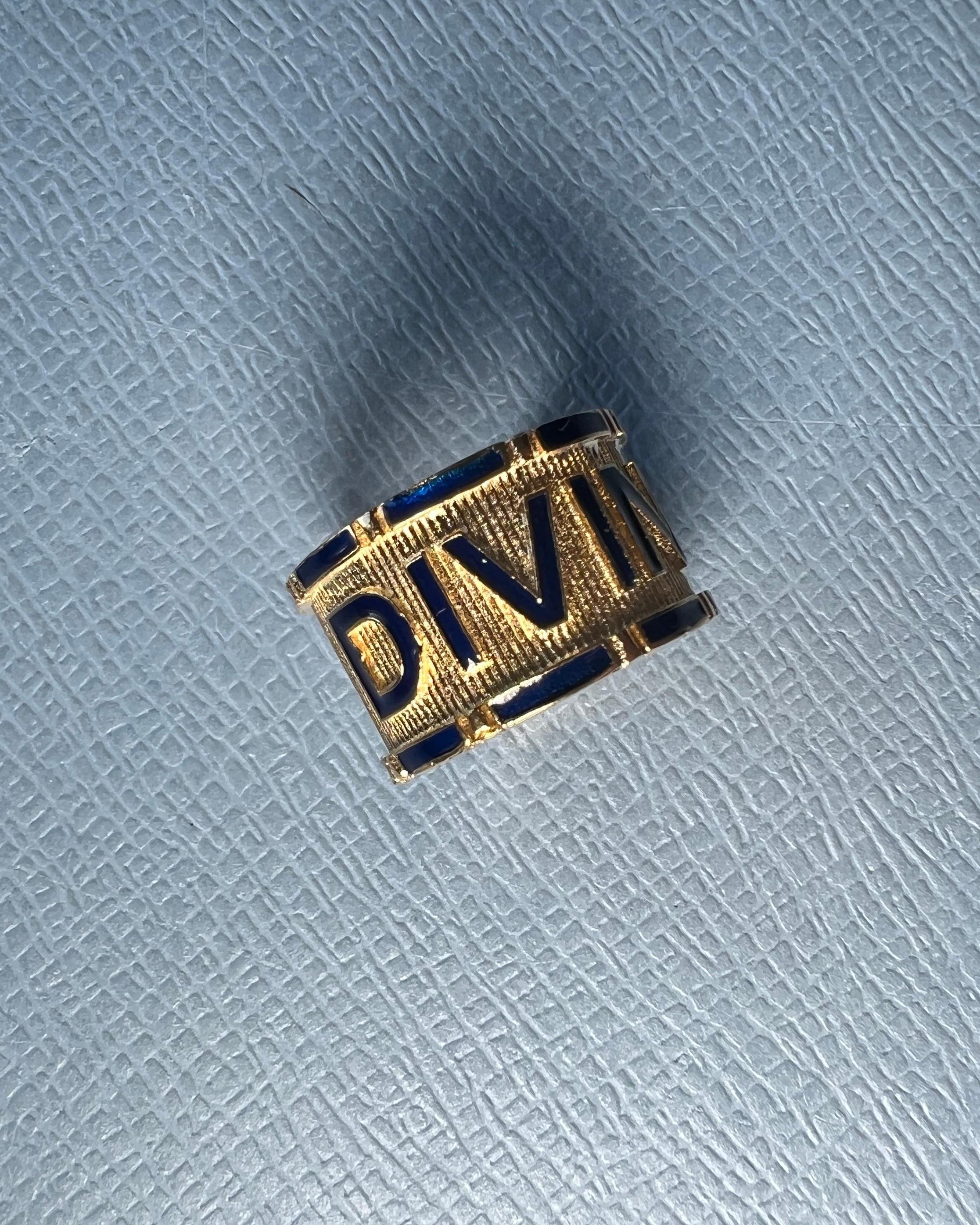 Signet Style Ring Spiritual Enamel Divine For Sale 2