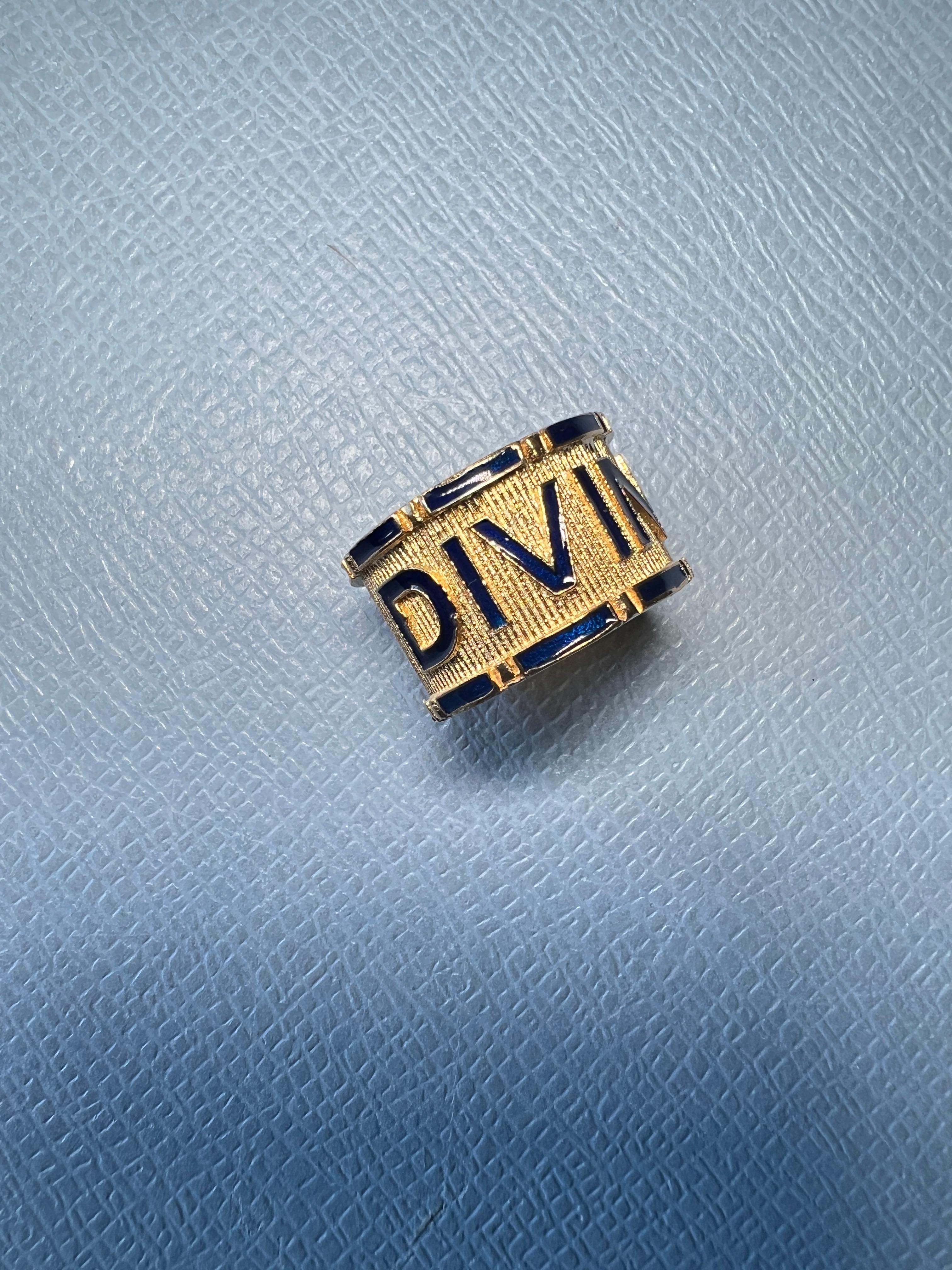 Signet Style Ring Spiritual Enamel Divine For Sale 4