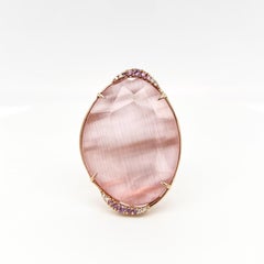 Ring Doublet (optic fiber rock crystal), 18K gold, pink sapphires and diamonds