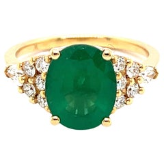 Anello Smeraldo 2, 73 Carati Diamanti 0, 20 Carati Oro giallo 18 Carati