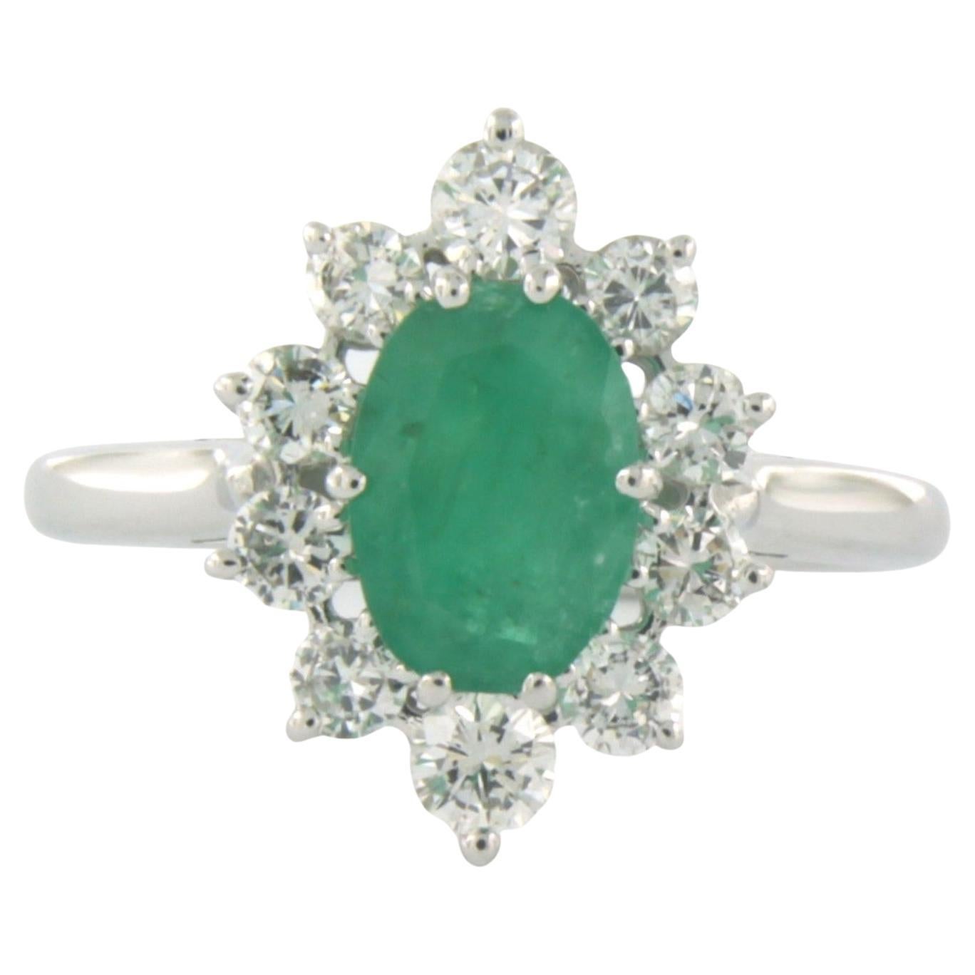 Luxury 18K White Gold Emerald & Diamond Ring for Women main image 0